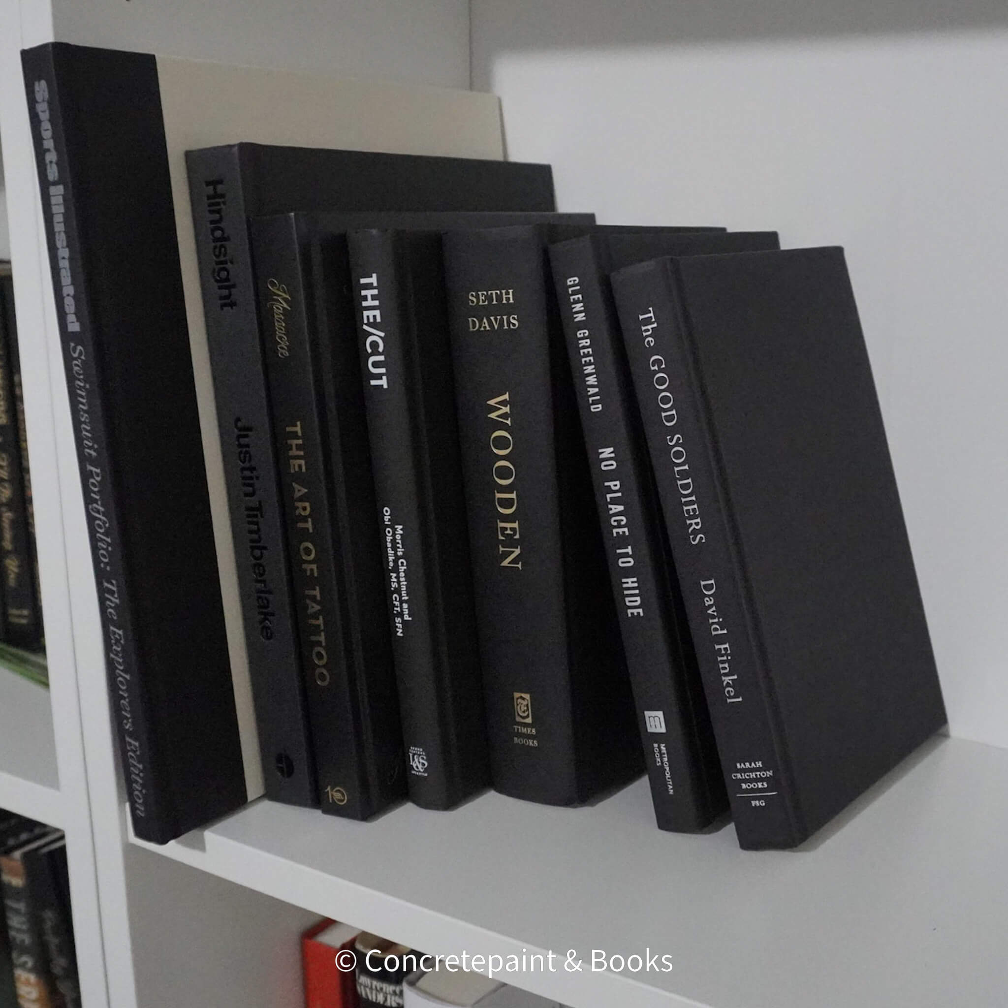 Set of hardcover black books for men's shelf décor. 